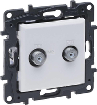 Prizë antene Legrand Niloe Step 863176, TV tip F, e dyfishtë, e bardhë