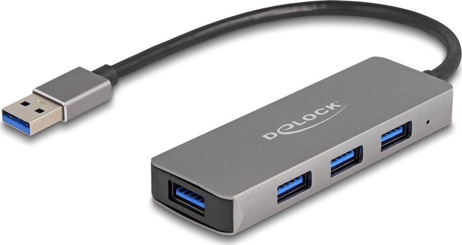 USB HUB Delock 63171, 4 porta USB 3.2 Gen 1, 5 Gbit/s, gri