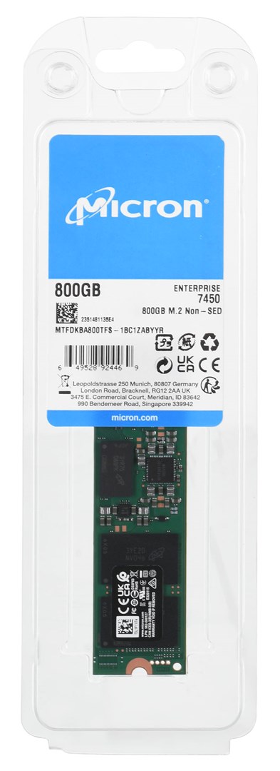 Disk SSD Micron 7450 MAX, 800GB, M.2, 3 DWPD, i zi