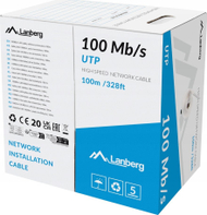 Kabllo rrjeti Lanberg UTP CCA, 100 Mb/s, 100 m, gri