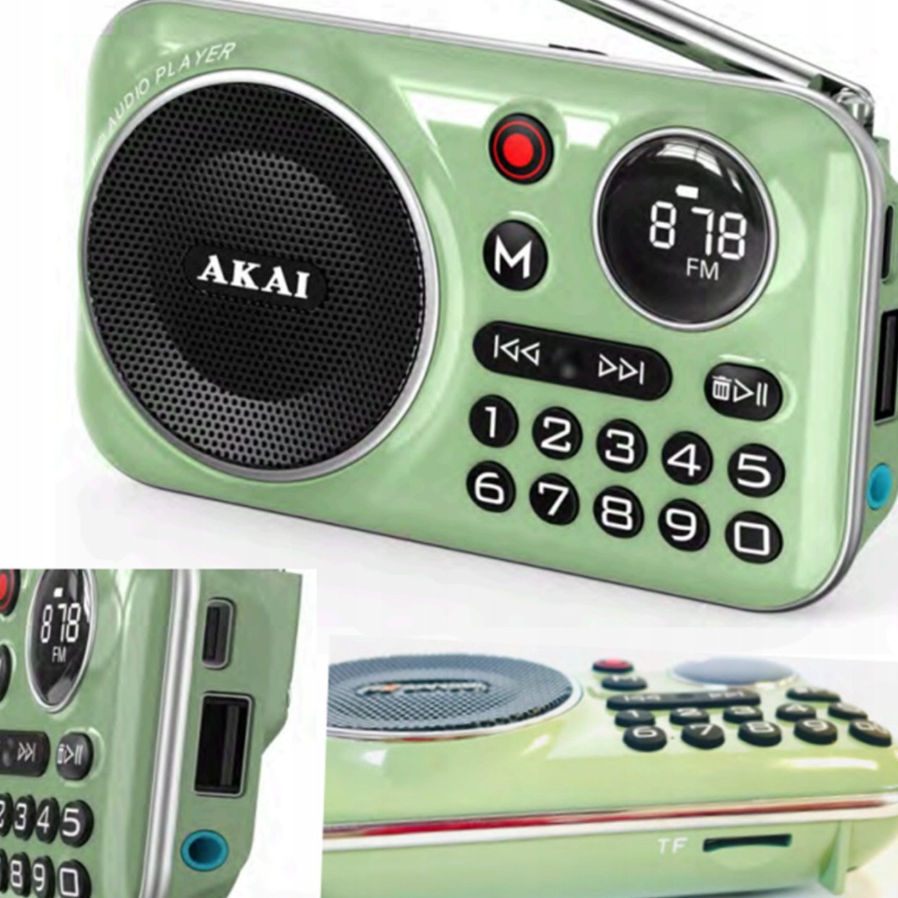 Radio portative Akai APR-500, Bluetooth 5.3, USB, jeshile