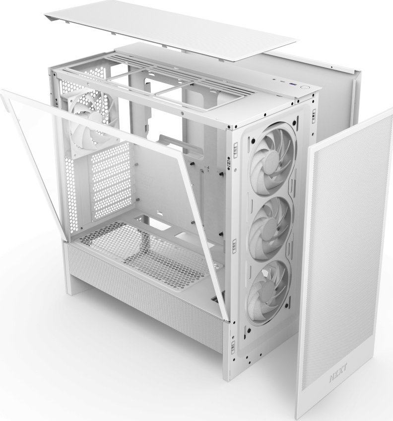 Kuti kompjuteri NZXT H5 Flow RGB, Mid Tower, xham i temperuar, e bardhë