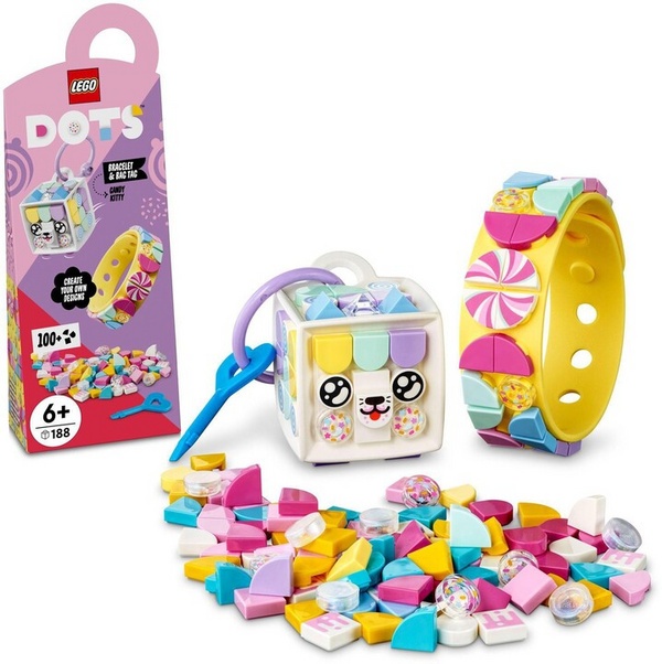 Set lodër LEGO DOTS 41944 Sweet Kitten - Bracelet & Bag Ornament, 188 pjesë