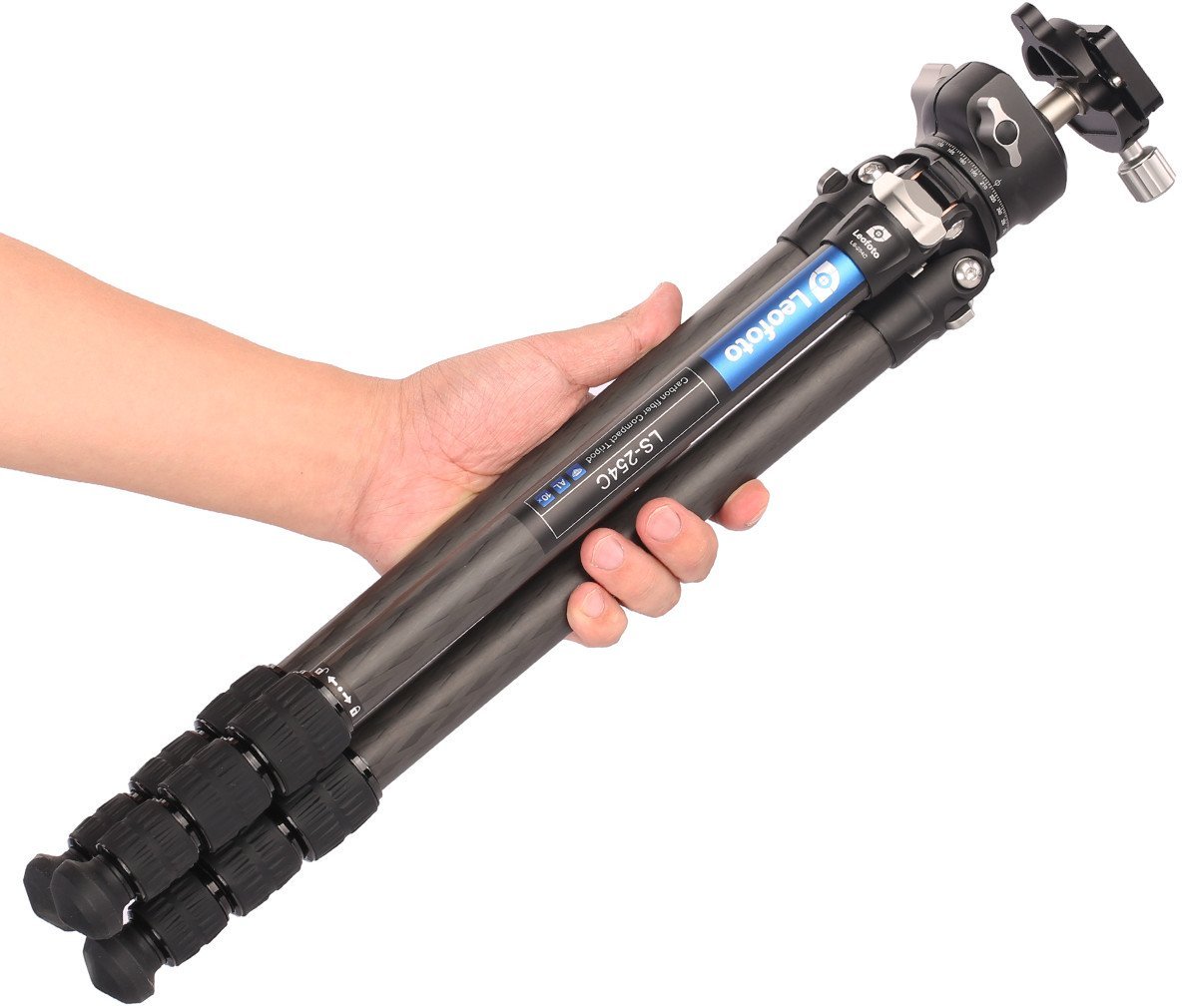 Tripod fotografik Leofoto Ranger LS-254C, fibër karboni, me kokë sferike LH-30, i zi