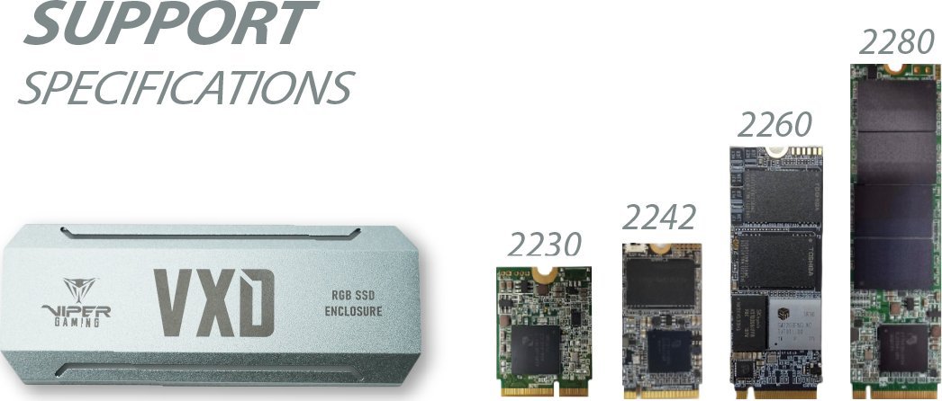 Надворешно куќиште за SSD M.2 Patriot VXD PV860UPRGM, USB 3.2 Gen2, RGB, алуминиум