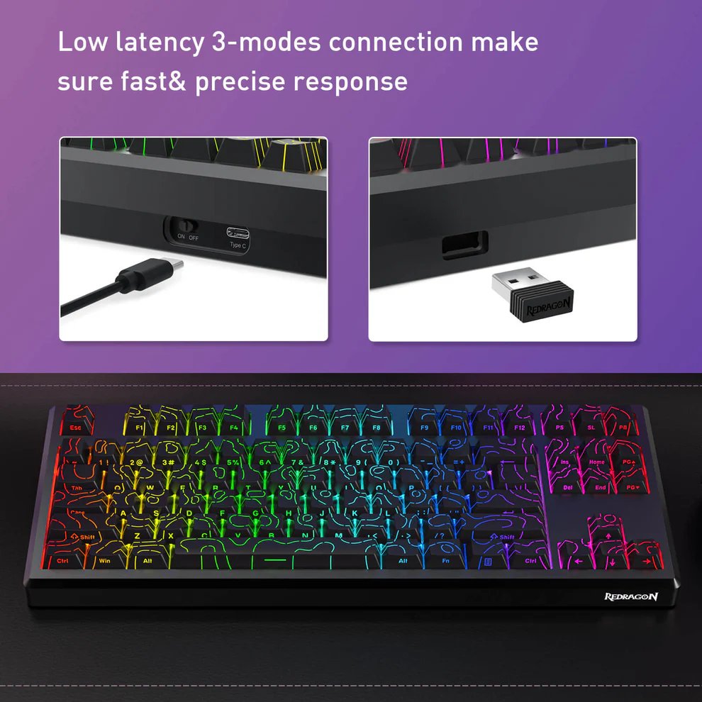 Tastierë gaming Redragon K737 PRO Wireless, 80%, mekanike, alumini CNC