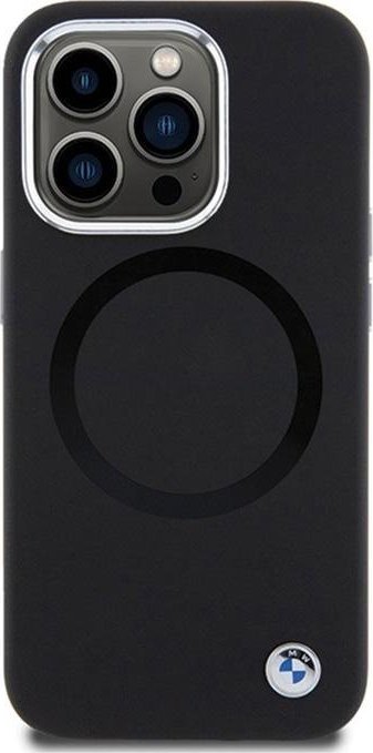 Maskë mbrojtëse BMW Signature Liquid Silicone për iPhone 15 Pro 6.1", silikoni i lëmuar, e zezë