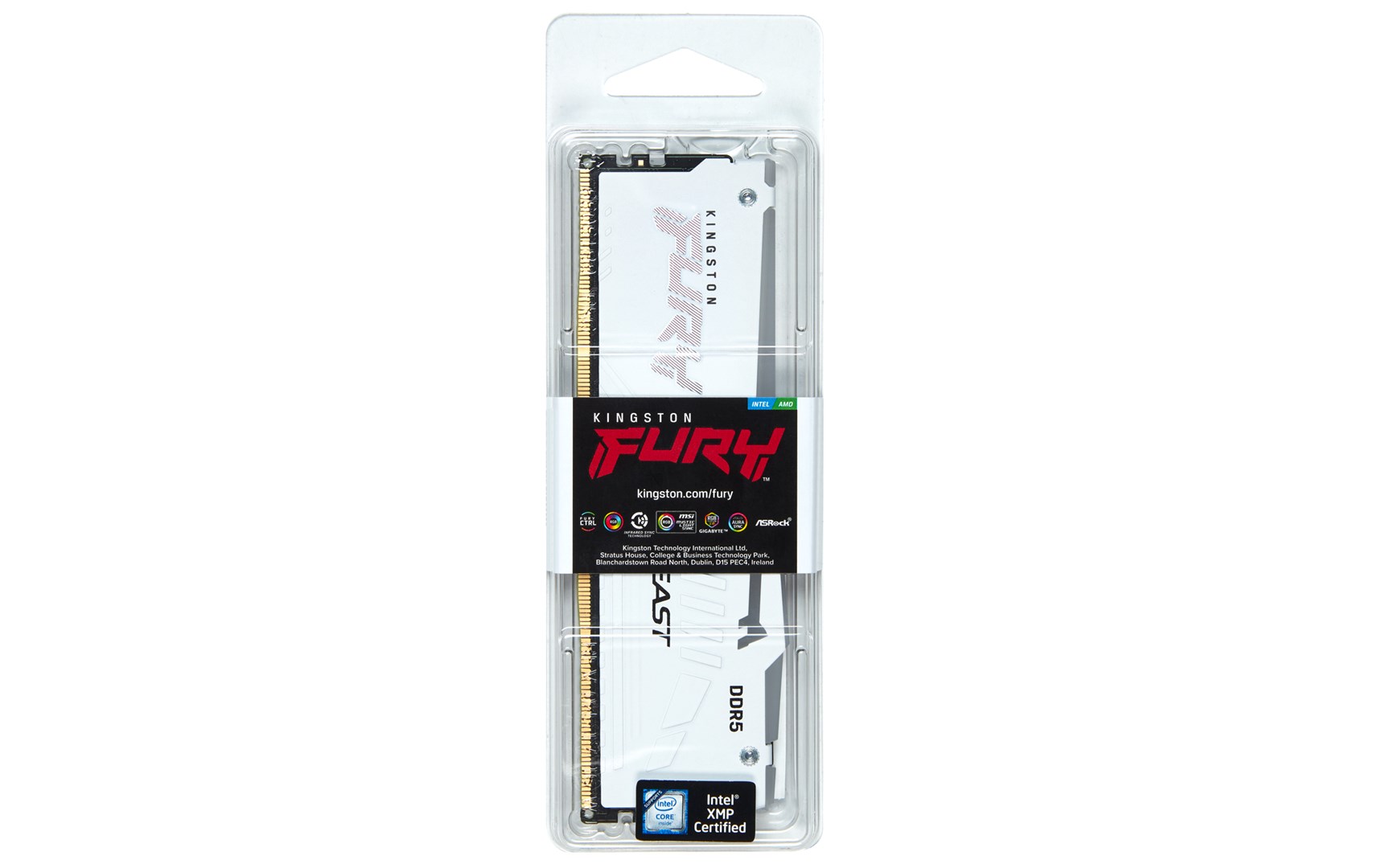 Memorie RAM Kingston Fury Beast RGB, 16GB, DDR5, 6400MT/s, e bardhë