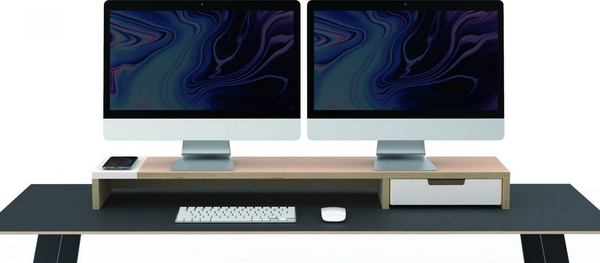 Mbështetëse prej druri për monitor POUT Eyes9, e bardhë