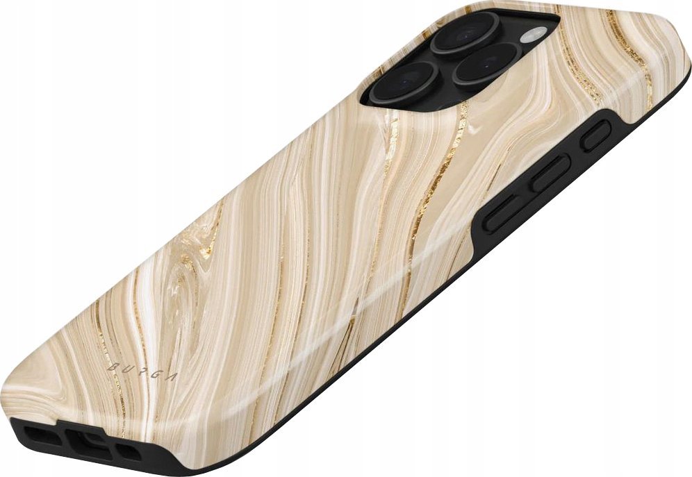 Kapak mbrojtës Burga Full Glam Tough MagSafe, për iPhone 16 Pro, silikon dhe plastikë, i zi bezhë