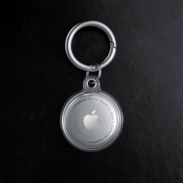 Mbajtëse silikoni Tech-Protect Icon për Apple AirTag, me karabinë, transparente