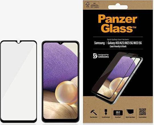 Xham mbrojtës PanzerGlass E2E për Samsung A12 A23 M23 5G M33 5G, case friendly, me kornizë të zezë