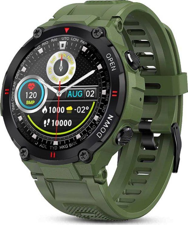 Smartwatch Giewont GW430-3, ekran me prekje, monitorim aktiviteti, i gjelbër