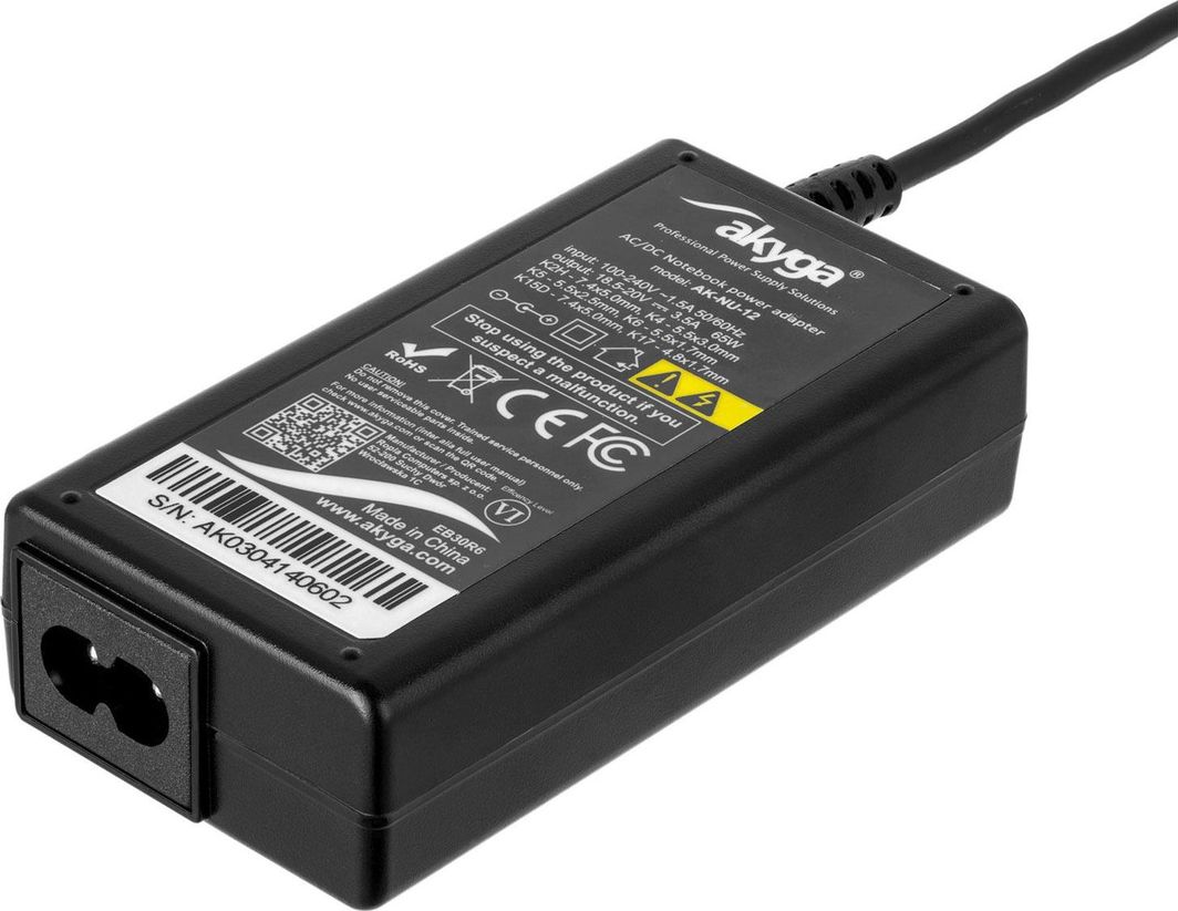 Karikues universal për notebook Akyga AK-NU-12, 65W, 18.5-20V, i zi
