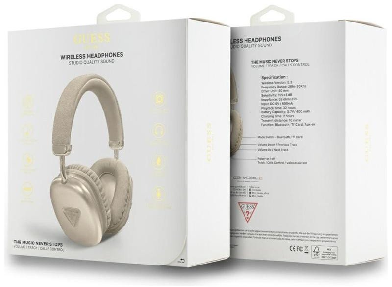 Kufje Bluetooth GUESS Saffiano, wireless, me mikrofon, të zeza