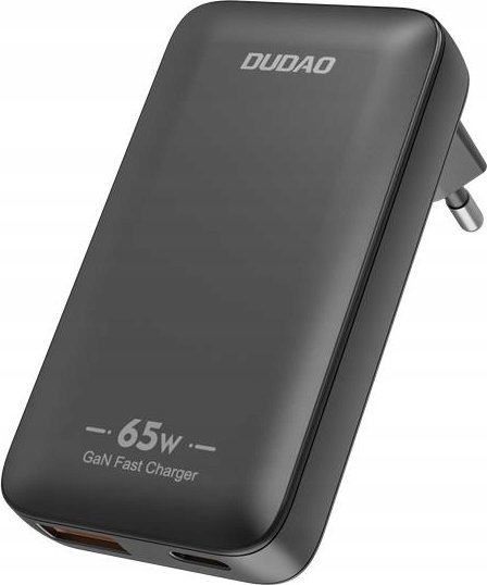 Полнач за ѕид Dudao GaN A65Q, 65W, USB-A USB-C PD, црн