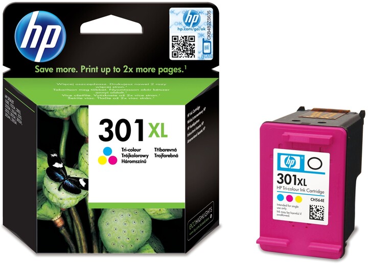 Ngjyrë për printer HP CH564EE nr. 301XL, kaltër, verdhë, purpurt