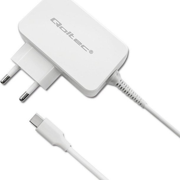 Adapter karikues Qoltec 51039, 65W, USB Type C, i bardhë