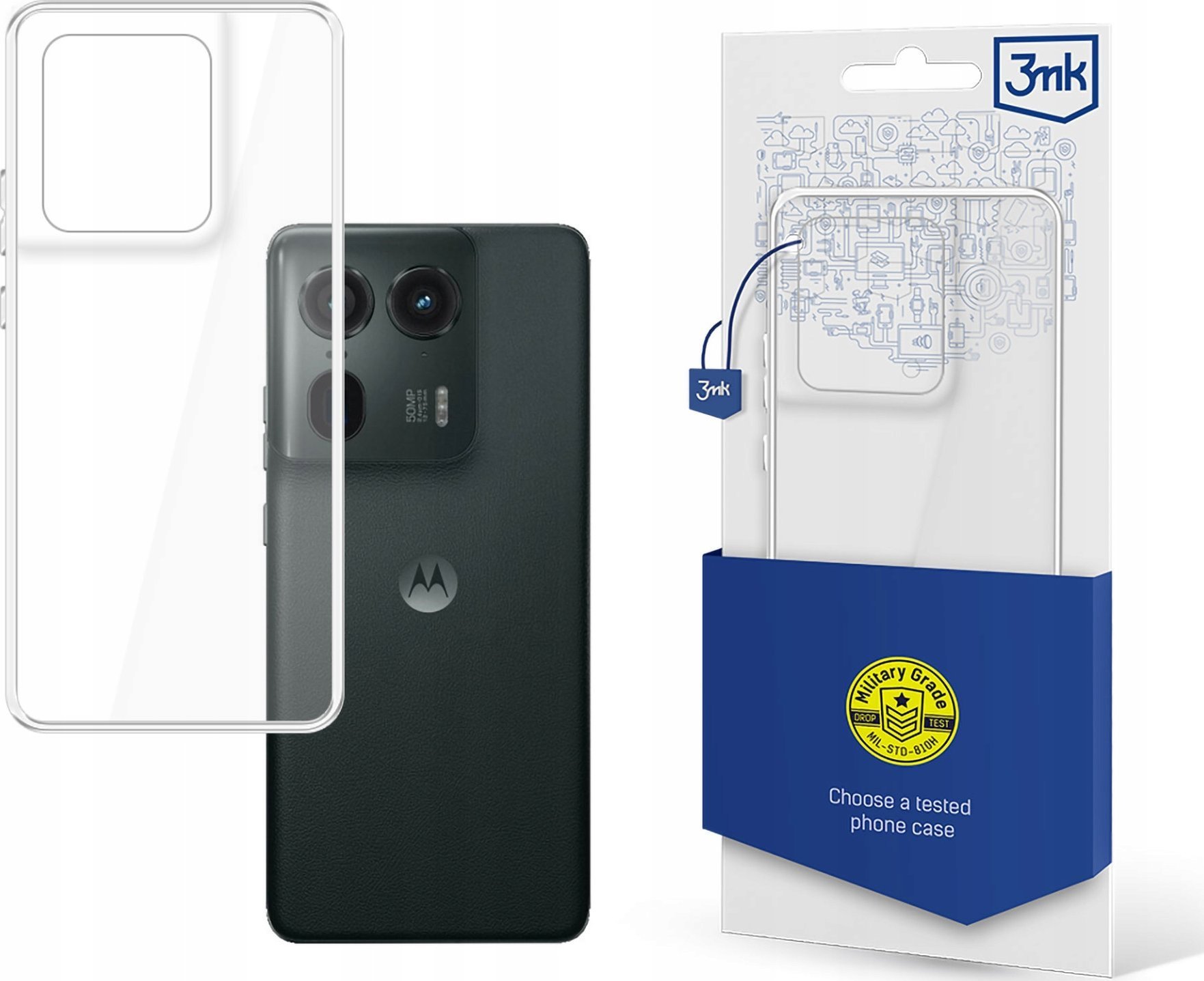 Këllëf telefoni 3MK Clear Case për Motorola Moto Edge 50 Ultra, TPU fleksibël, transparent