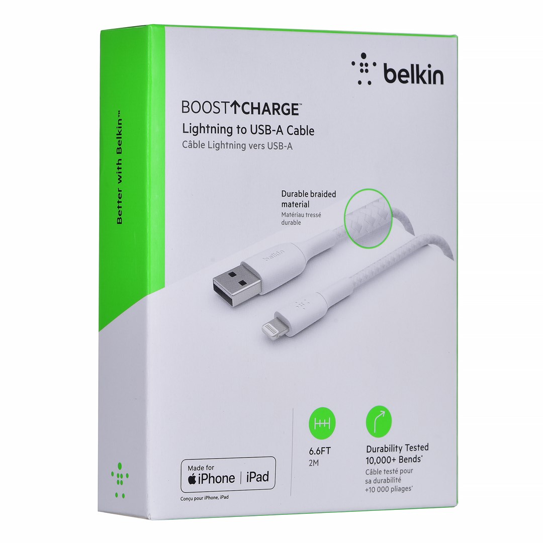 Kabllo Belkin BoostCharge Lightning në USB-A, 2m, i bardhë