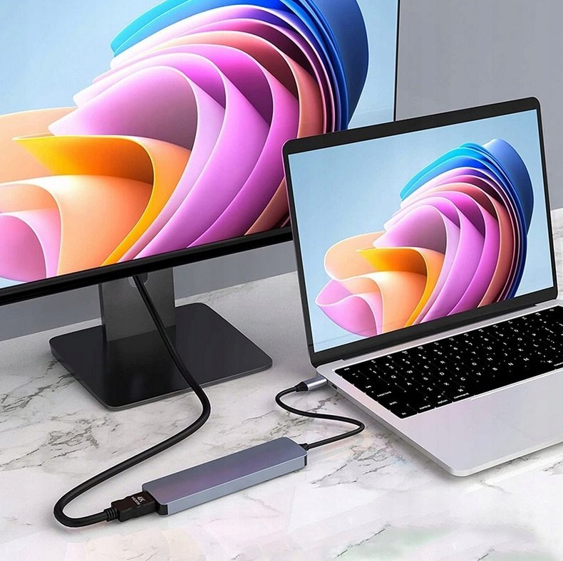 Adapter USB C Platinet Multimedia 7in1, HDMI, Power Delivery 100W, gri