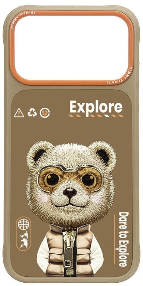 Kapak telefoni Nimmy Cool and Cute 2.0 Bear për iPhone 17 Pro, smartphone cover, bezhë