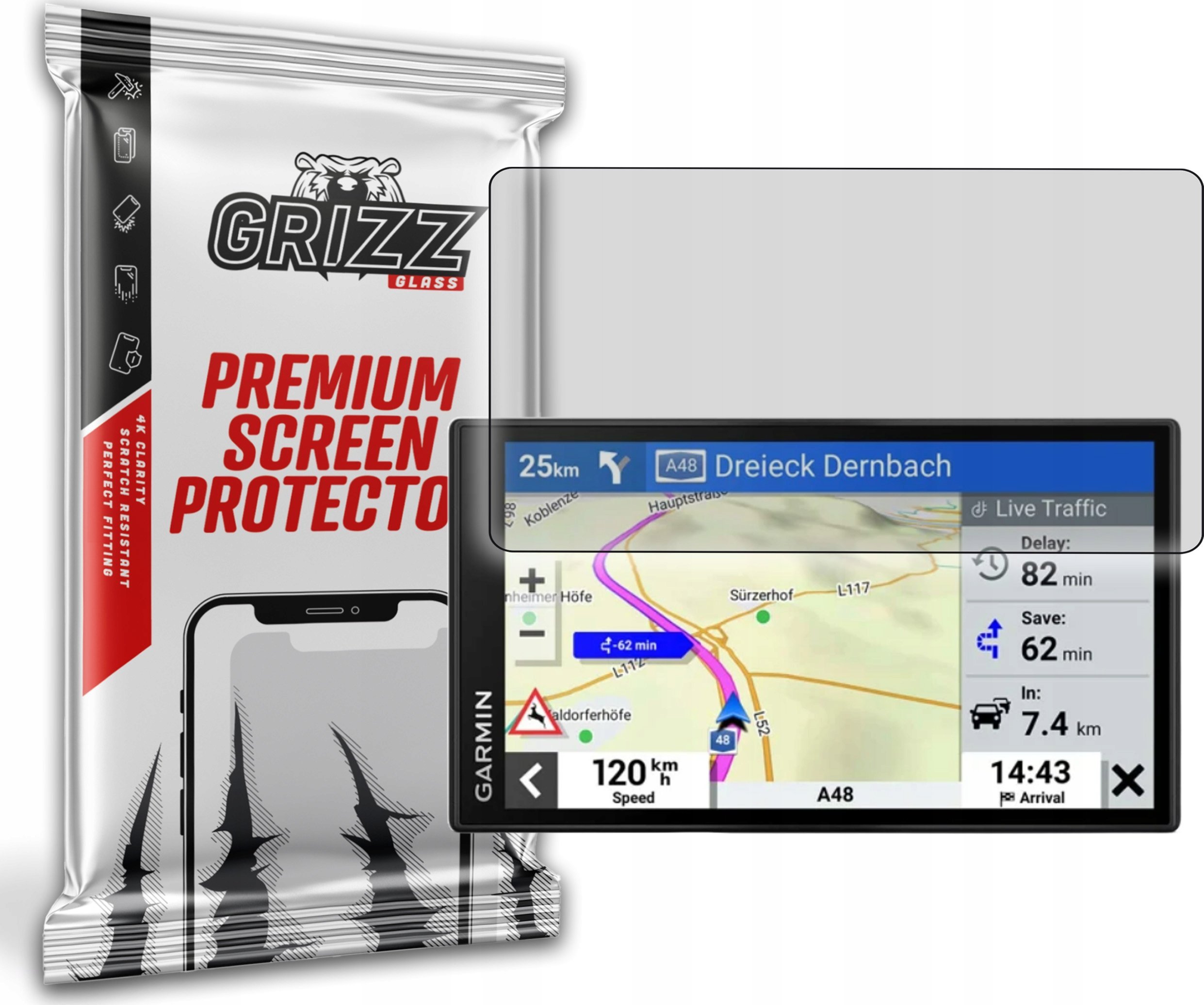 Folie mbrojtëse matte GrizzGlass PaperScreen Garmin DriveSmart 86 MT S, për ekran, transparente