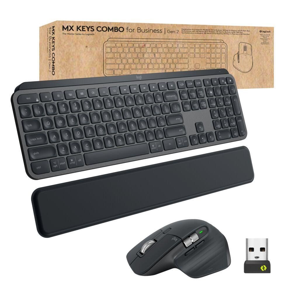 Set tastierë dhe maus Logitech MX Keys Combo Gen 2, US International, i zi