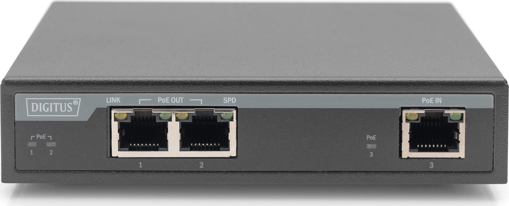 Zgjatues PoE Digitus DIGITUS 2-Port Gigabit 4PPoE, 60W, 802.3af/at/bt, gri