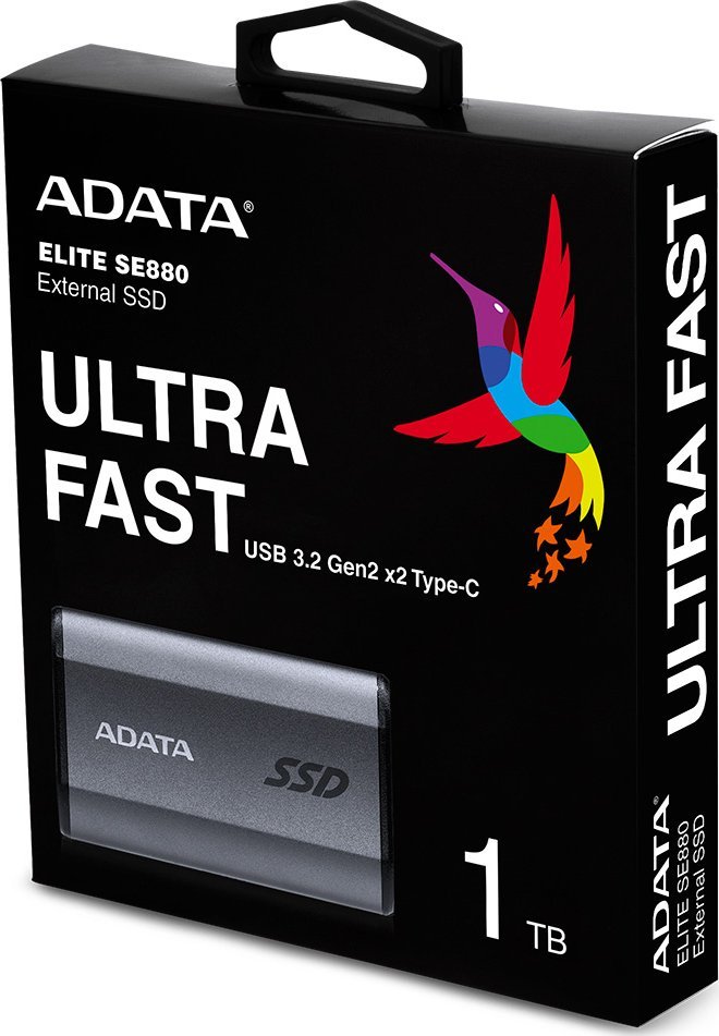 Disk i jashtëm ADATA Elite SE880, 1TB, USB 3.2, i hirtë