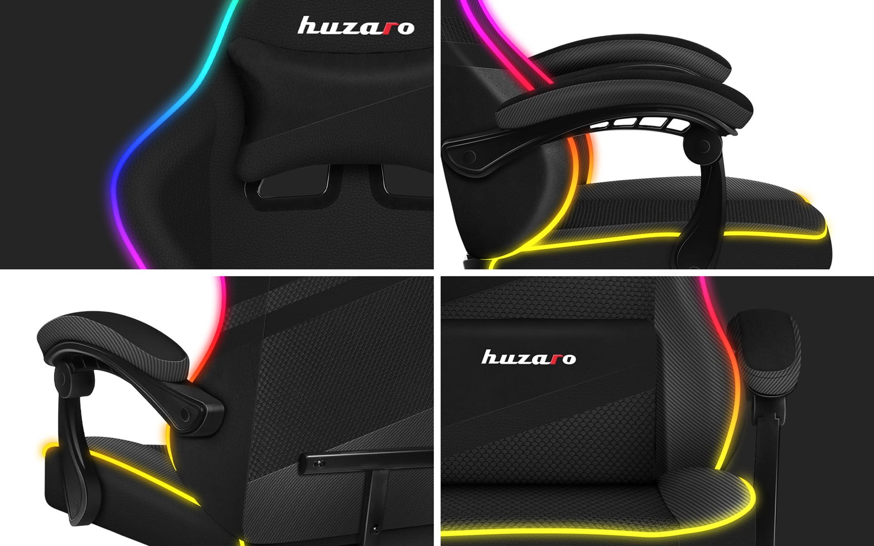 Karrige lojërash Huzaro Force 4.4 RGB, 130kg, e zezë