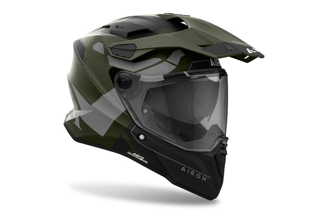 Helmë integrale Airoh Commander 2 Reveal, ventilim i avancuar, jeshile ushtarake mat