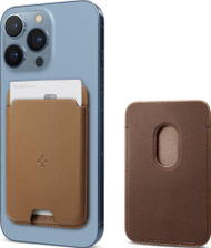 Mbajtëse magnetike për karta Spigen Valentinus MagSafe, lëkurë ekologjike, kompatibile me iPhone 12/13, kafe