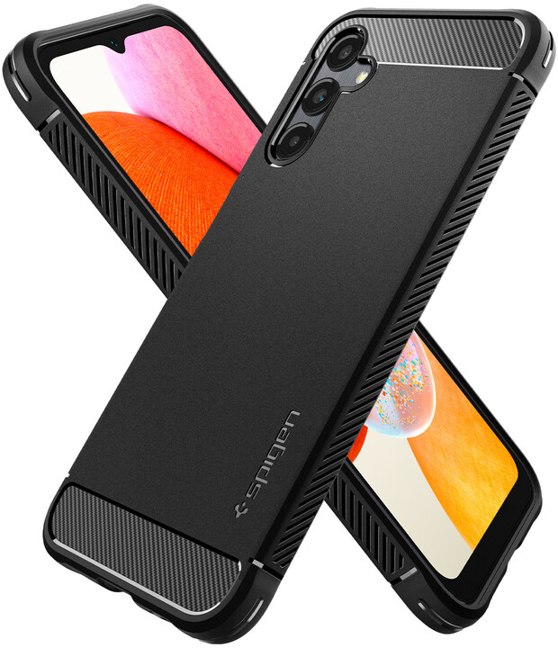 Mbrojtëse Spigen Rugged Armor për Samsung Galaxy A14 4G, e zezë