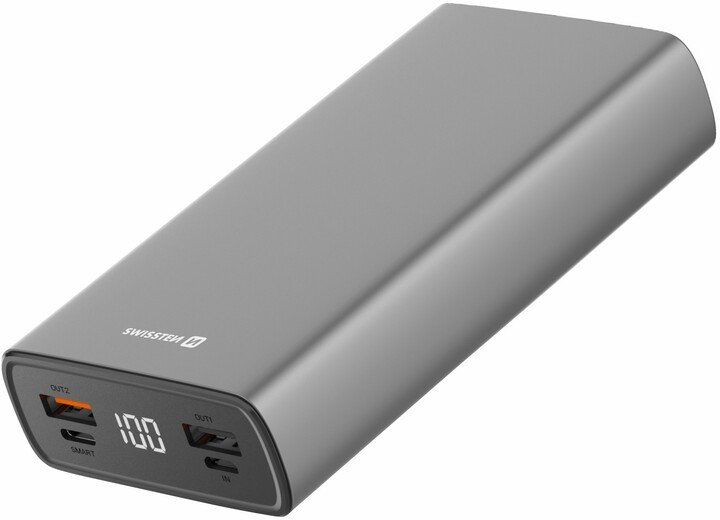 Прикажи детали за Powerbank SWISSTEN 2x USB-A, USB-C, PD & QC, 20W, 20000mAh, сива боја Powerbank SWISSTEN 2x USB-A, USB-C, PD & QC, 20W, 20000mAh, сива боја