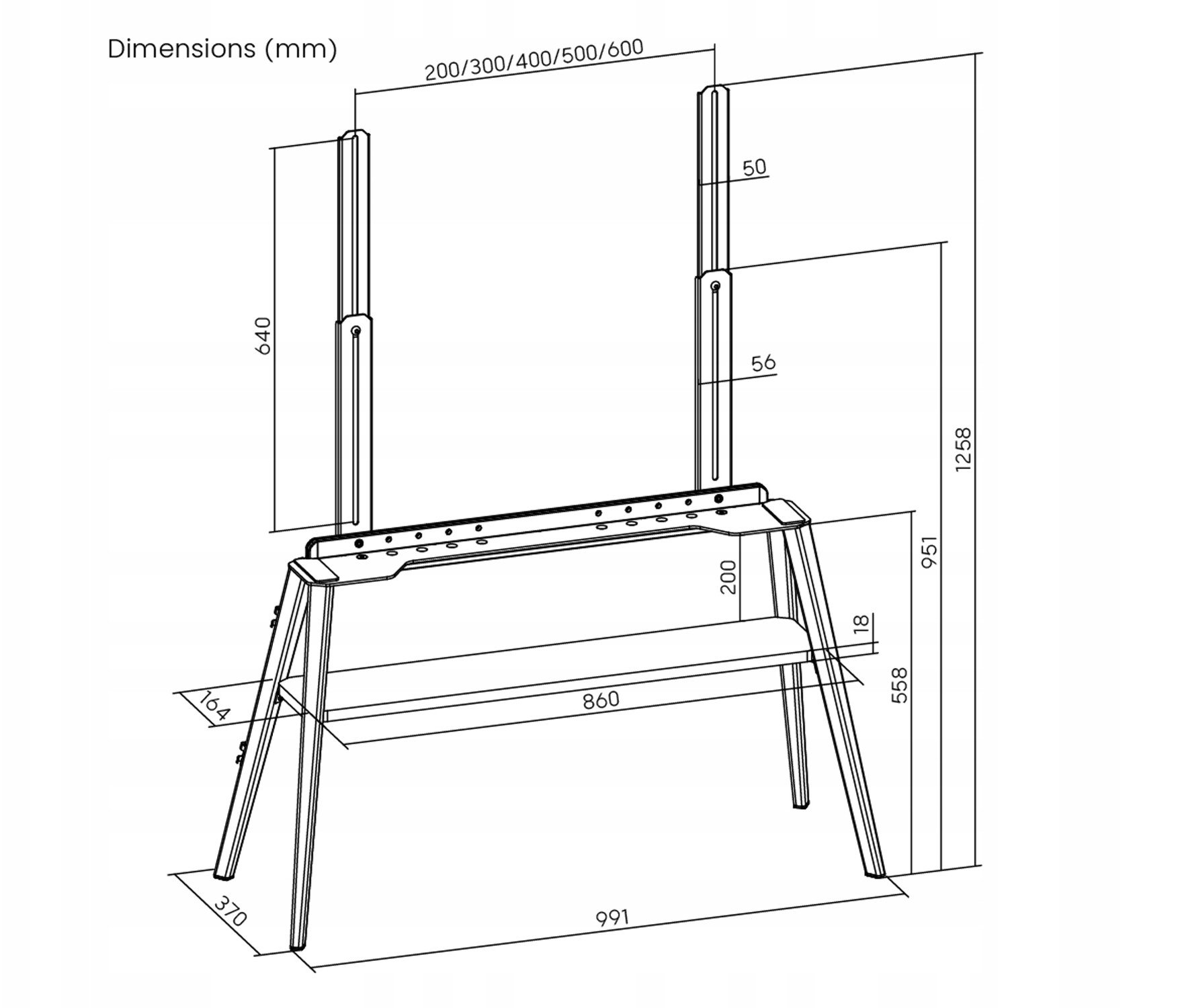 Stendë dyshemeje për TV Brateck FS36-46F-02, 49-75", deri 40 kg, e zezë