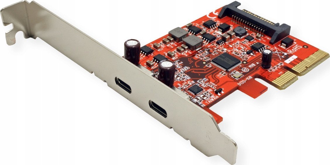 Adapter USB Roline PCIe x4, 2x USB C, 10 Gbps, low profile