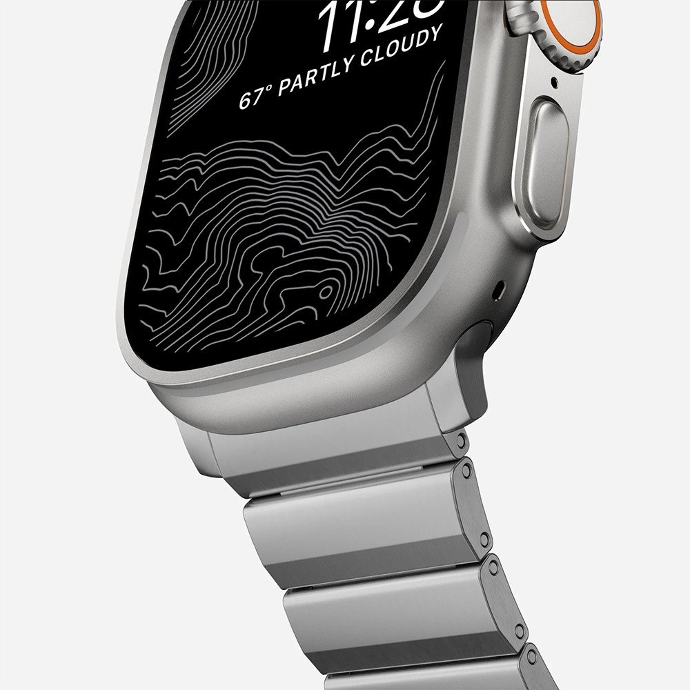 Rrip ore Nomad Titanium Band për Apple Watch 45 49mm, titan, ngjyrë argjendi