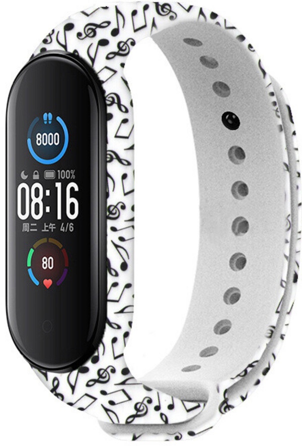 Rrip RhinoTech për Xiaomi Mi band 5, i  bardhë / motiv