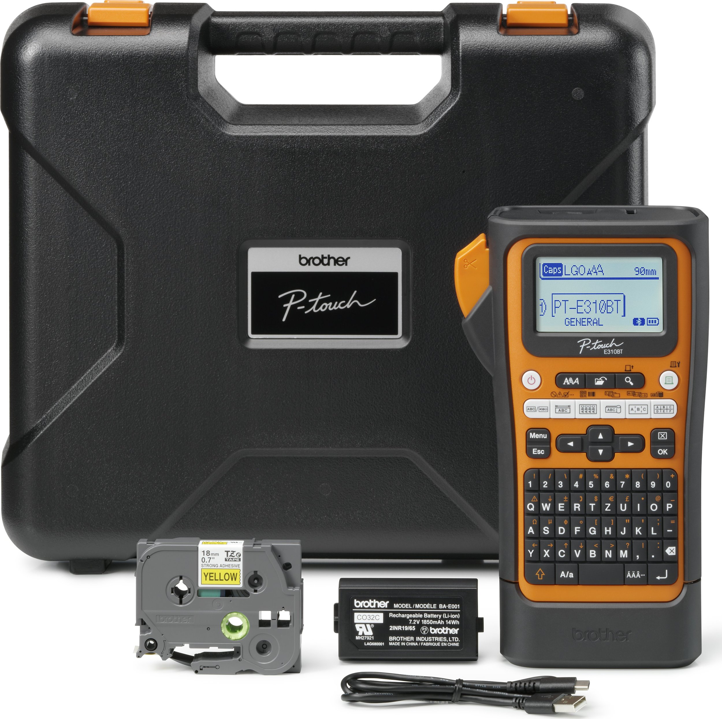 Makinë etiketimi Brother Pro PTE310BTVPQL1, Bluetooth, USB, portokalli