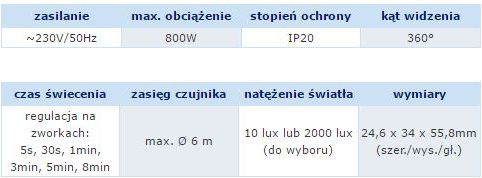 Senzor lëvizjeje Orno OR-CR-211, 800W, 360°, i bardhë