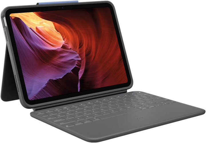 Këllëf me tastierë Logitech Rugged Folio për Apple iPad 2022 (gjenerata 10-të), US, gri