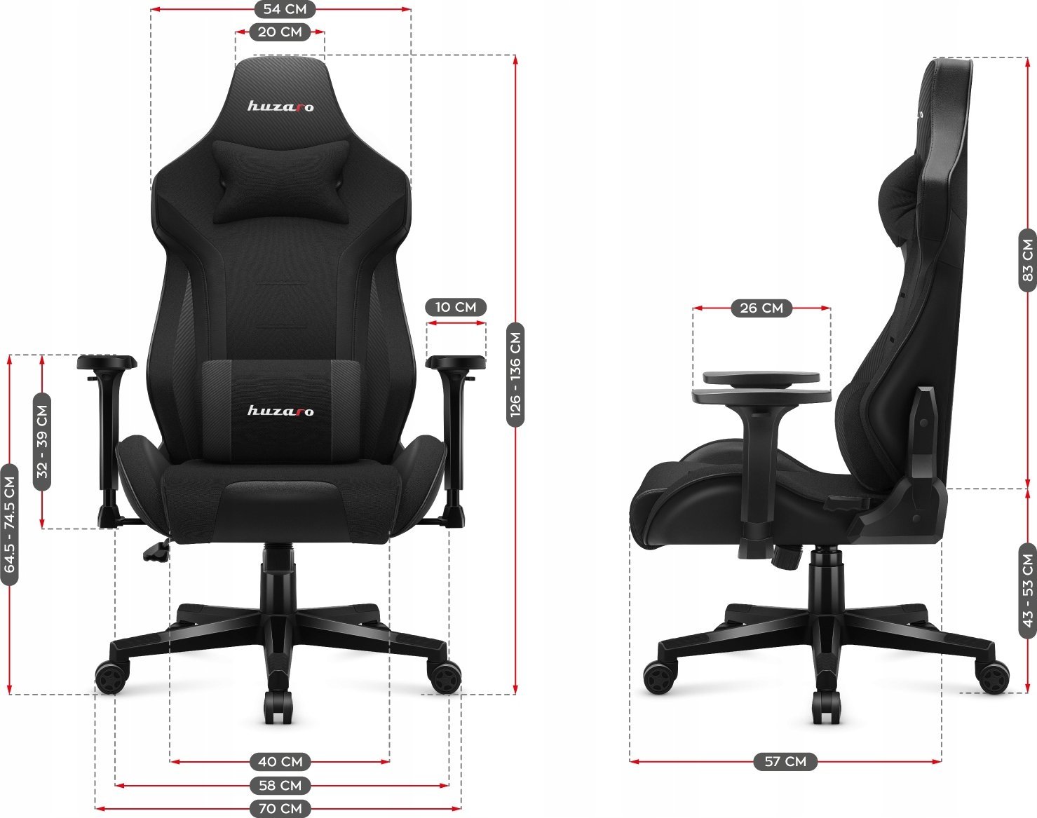 Karrige gaming Huzaro Force 7.6, ergonomike, deri 150kg, e zezë