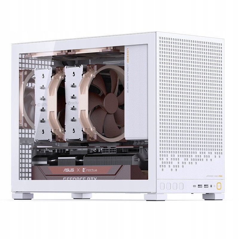 Kуќиште за компјутер Jonsbo D32 Pro, Micro ATX Mini ITX, зацврстено стакло, бела