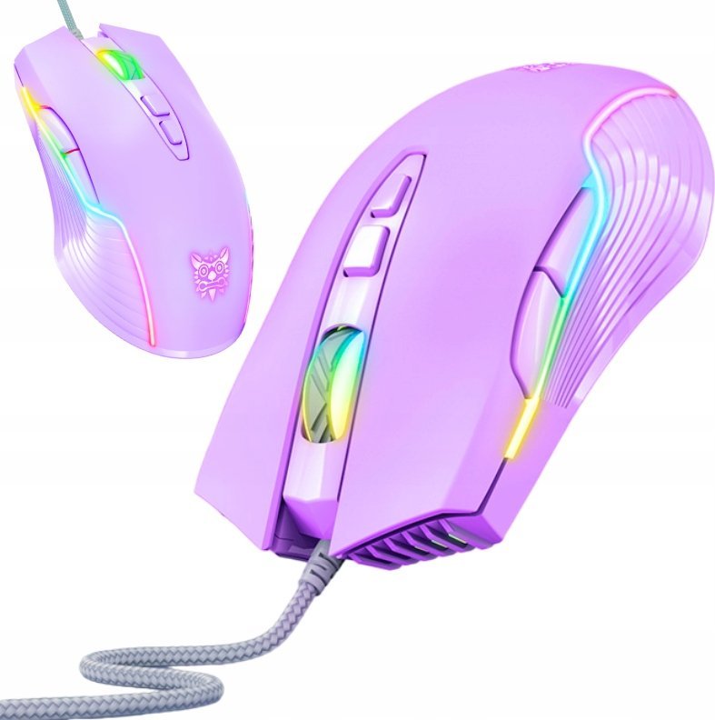 Гејминг глушец ONIKUMA CW905, со кабел, 7 копчиња, виолетов со RGB осветлување