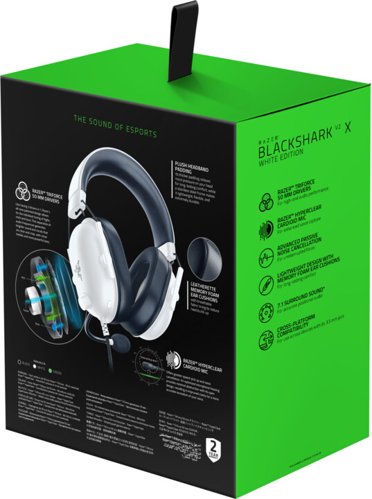 Kufje Razer BlackShark V2 X, të bardha