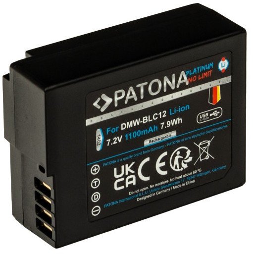 Bateri për kamera PATONA Platinum, Panasonic DMW-BLC12, USB C