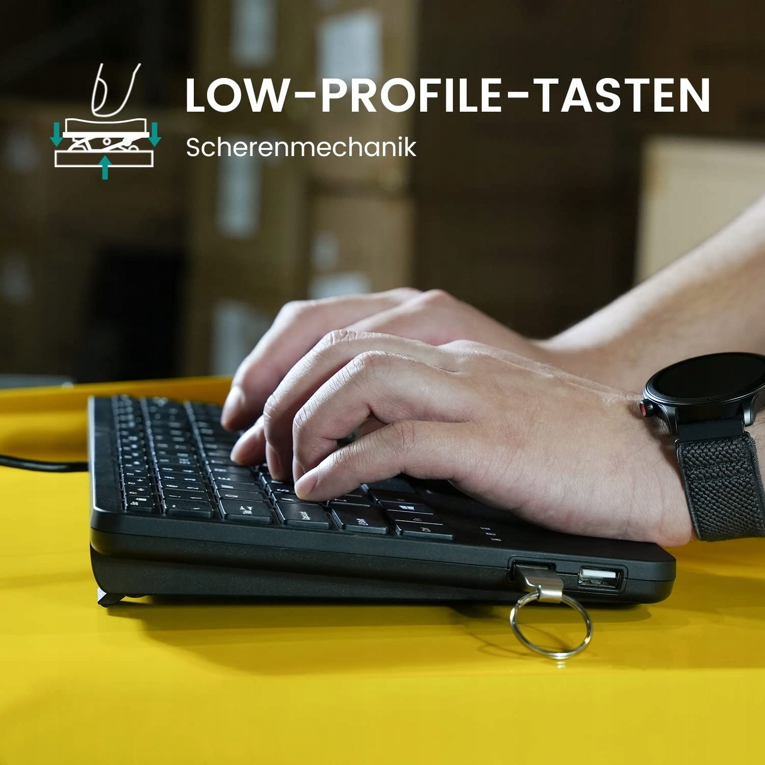 Tastierë Perixx PERIBOARD-525 H DE, QWERTZ gjerman, me touchpad, e zezë