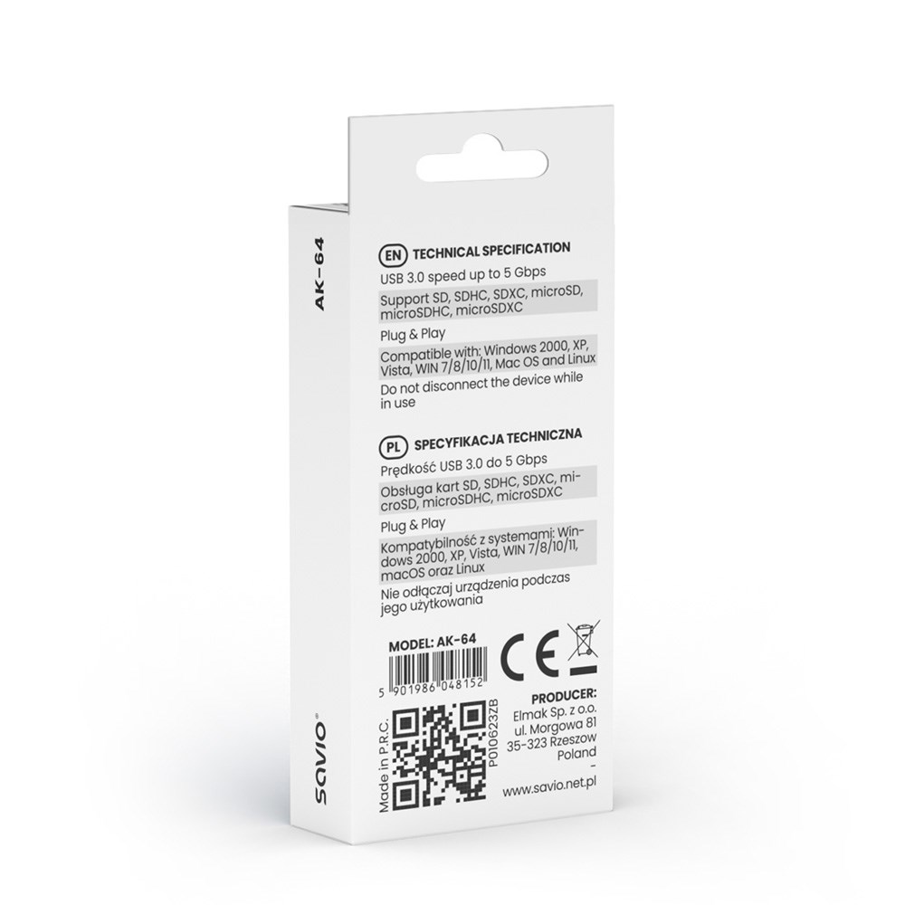 Lexues kartash memorie SAVIO AK-64, USB 3.0, i zi