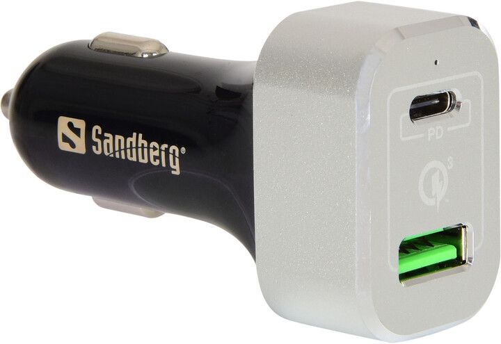 Karikues i makinës Sandberg USB-C PD + QC3.0 63W 